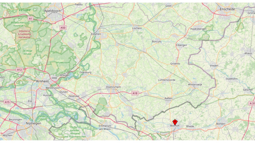 Kaart Bocholt - net over de grens vanaf de Achterhoek